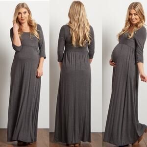 Pinkblush Gray Maternity Maxi Dress
